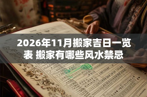 2026年11月搬家吉日一览表 搬家有哪些风水禁忌