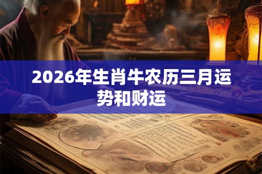 2026年生肖牛农历三月运势和财运