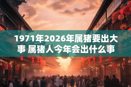 1971年2026年属猪要出大事 属猪人今年会出什么事