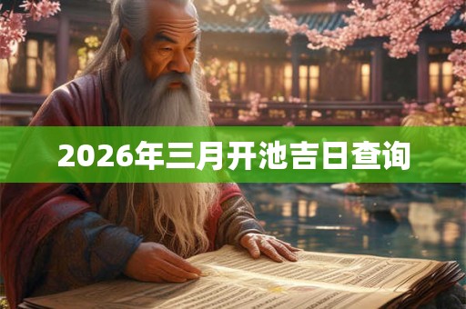 2026年三月开池吉日查询 2026年三月开池吉日查询