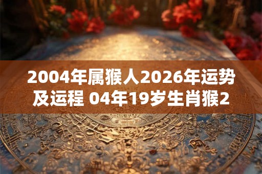 2004年属猴人2026年运势及运程 04年19岁生肖猴2026年每月运势