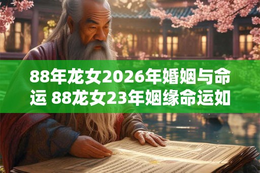 88年龙女2026年婚姻与命运 88龙女23年姻缘命运如何