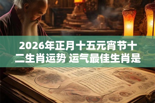 2026年正月十五元宵节十二生肖运势 运气最佳生肖是什么