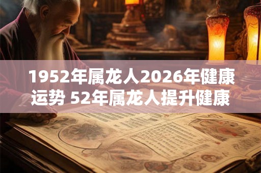 1952年属龙人2026年健康运势 52年属龙人提升健康运势的方法