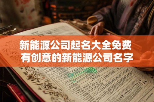 新能源公司起名大全免费 有创意的新能源公司名字