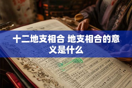 十二地支相合 地支相合的意义是什么