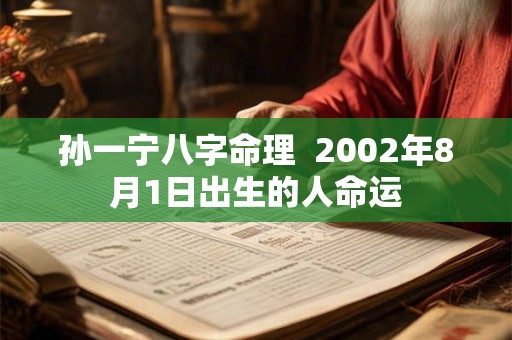 孙一宁八字命理  2002年8月1日出生的人命运
