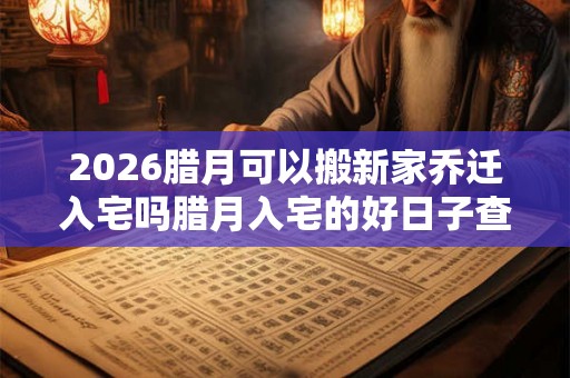 2026腊月可以搬新家乔迁入宅吗腊月入宅的好日子查询