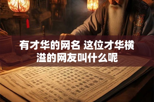 有才华的网名 这位才华横溢的网友叫什么呢