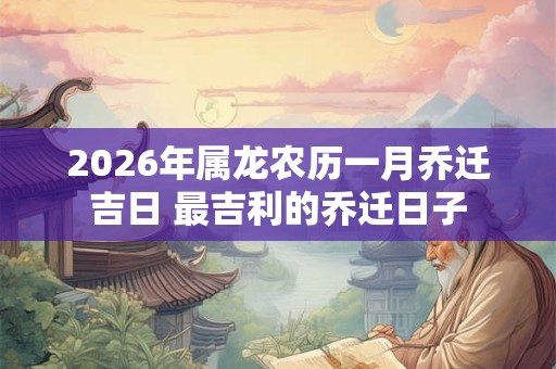 2026年属龙农历一月乔迁吉日 最吉利的乔迁日子 2026年属龙农历一月乔迁吉日 最吉利的乔迁日子