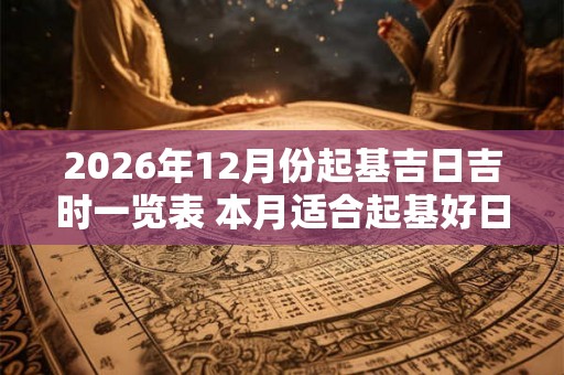 2026年12月份起基吉日吉时一览表 本月适合起基好日子