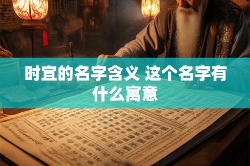 时宜的名字含义 这个名字有什么寓意