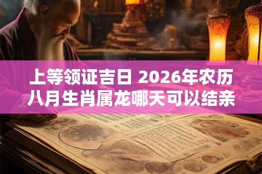 上等领证吉日 2026年农历八月生肖属龙哪天可以结亲家
