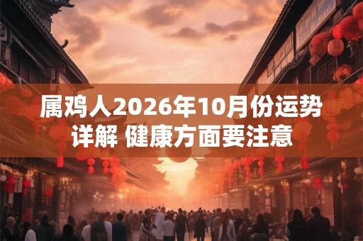 属鸡人2026年10月份运势详解 健康方面要注意