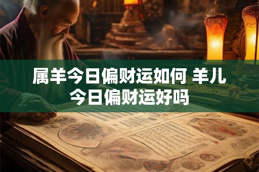 属羊今日偏财运如何 羊儿今日偏财运好吗