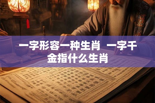 一字形容一种生肖  一字千金指什么生肖