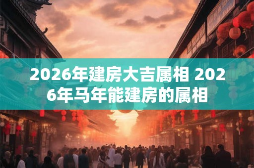 2026年建房大吉属相 2026年马年能建房的属相