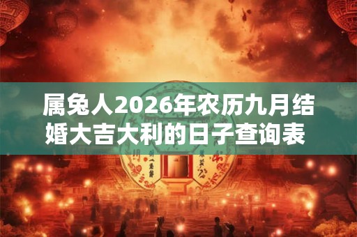 属兔人2026年农历九月结婚大吉大利的日子查询表 哪天适合嫁娶
