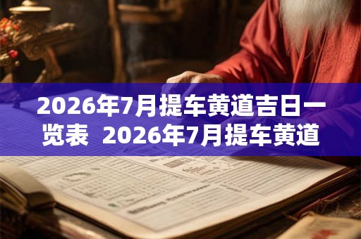 2026年7月提车黄道吉日一览表  2026年7月提车黄道吉日一览表