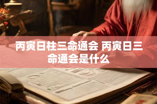 丙寅日柱三命通会 丙寅日三命通会是什么