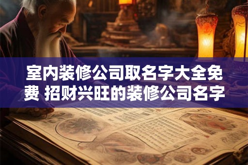 室内装修公司取名字大全免费 招财兴旺的装修公司名字