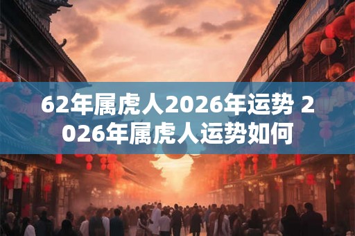 62年属虎人2026年运势 2026年属虎人运势如何 62年属虎人2026年运势 2026年属虎人运势如何