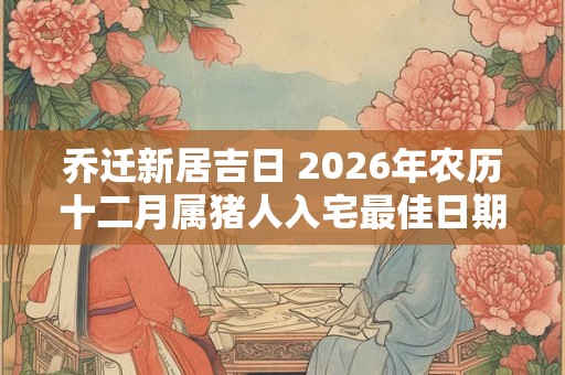 乔迁新居吉日 2026年农历十二月属猪人入宅最佳日期 乔迁新居吉日 2026年农历十二月属猪人入宅最佳日期