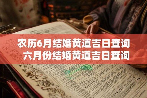 农历6月结婚黄道吉日查询  六月份结婚黄道吉日查询