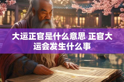大运正官是什么意思 正官大运会发生什么事