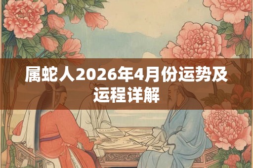 属蛇人2026年4月份运势及运程详解