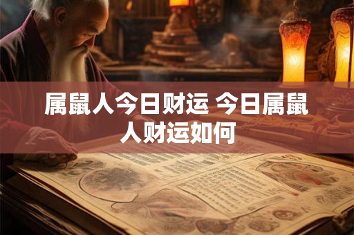 属鼠人今日财运 今日属鼠人财运如何