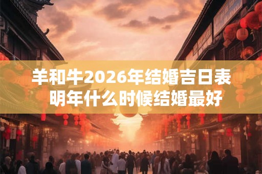羊和牛2026年结婚吉日表  明年什么时候结婚最好