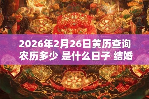 2026年2月26日黄历查询 农历多少 是什么日子 结婚吉时 2026年2月26日黄历查询 农历多少 是什么日子 结婚吉时