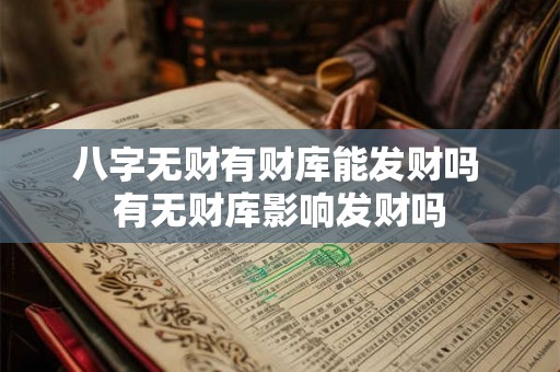 八字无财有财库能发财吗 有无财库影响发财吗