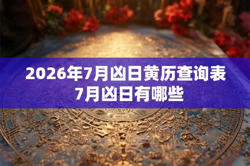 2026年7月凶日黄历查询表  7月凶日有哪些
