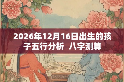 2026年12月16日出生的孩子五行分析 八字测算 2026年12月16日出生的孩子五行分析 八字测算