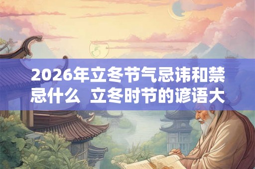 2026年立冬节气忌讳和禁忌什么  立冬时节的谚语大全
