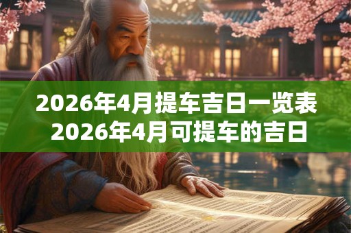 2026年4月提车吉日一览表 2026年4月可提车的吉日有哪些