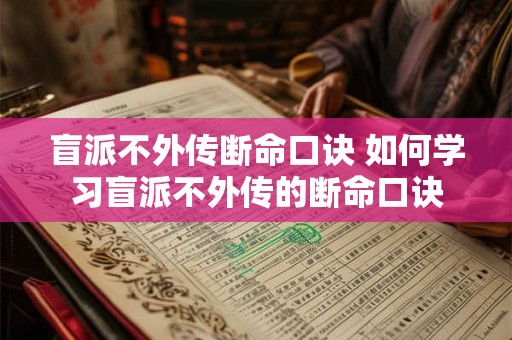 盲派不外传断命口诀 如何学习盲派不外传的断命口诀