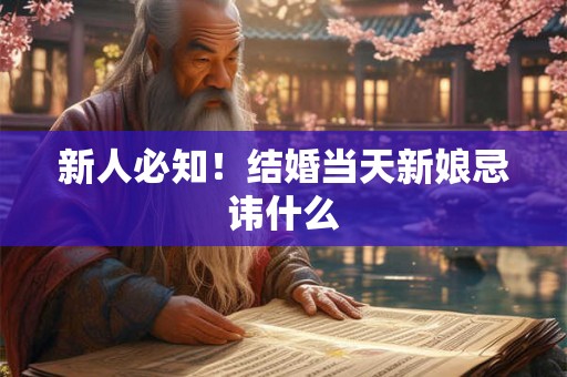 新人必知！结婚当天新娘忌讳什么