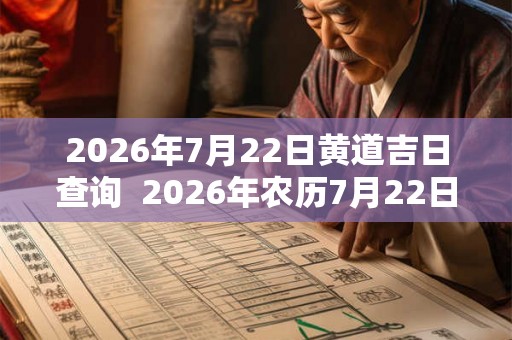 2026年7月22日黄道吉日查询  2026年农历7月22日吉时