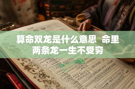 算命双龙是什么意思  命里两条龙一生不受穷