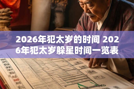 2026年犯太岁的时间 2026年犯太岁躲星时间一览表