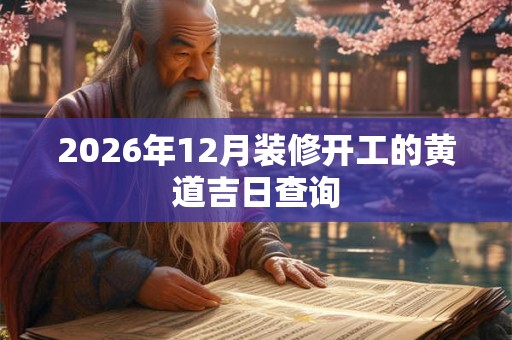 2026年12月装修开工的黄道吉日查询