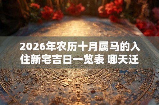 2026年农历十月属马的入住新宅吉日一览表 哪天迁居最吉利