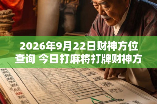 2026年9月22日财神方位查询 今日打麻将打牌财神方位