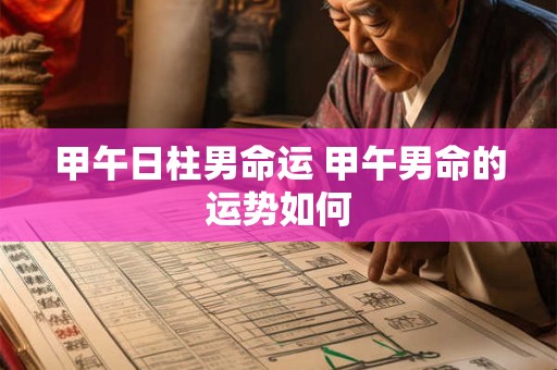 甲午日柱男命运 甲午男命的运势如何