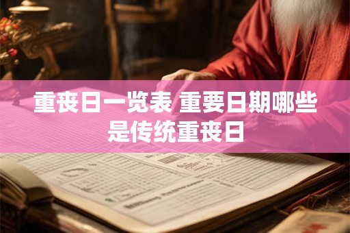 重丧日一览表 重要日期哪些是传统重丧日
