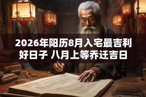 2026年阳历8月入宅最吉利好日子 八月上等乔迁吉日 2026年阳历8月入宅最吉利好日子 八月上等乔迁吉日