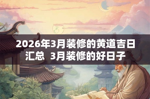 2026年3月装修的黄道吉日汇总  3月装修的好日子
